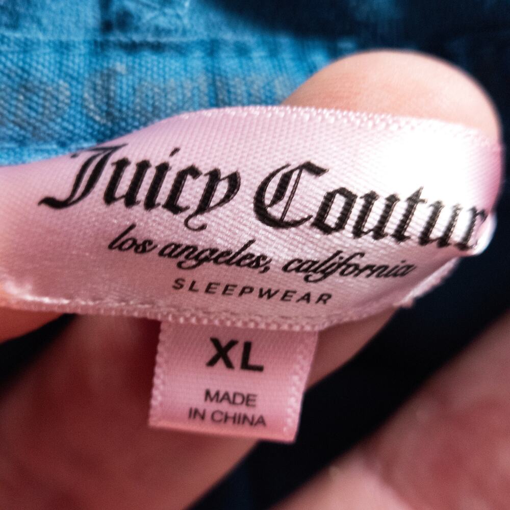 Juicy Couture Velour Cropped Hoodie Blue XL Y2K Bling Indie Sleaze - Picture 10 of 10